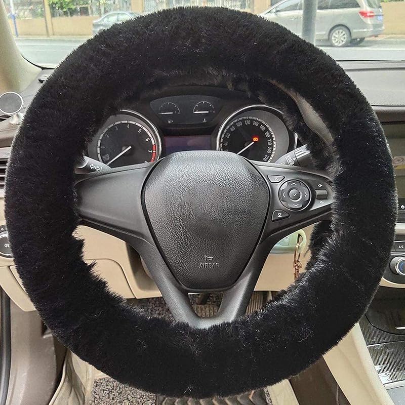 Fluffy Steering Wheel Cover For Women/Girls/Ladies Fuzzy Steering Wheel Cover Winter Warm Faux Wool Plush Car Wheel Cover Furry Steering Wheel