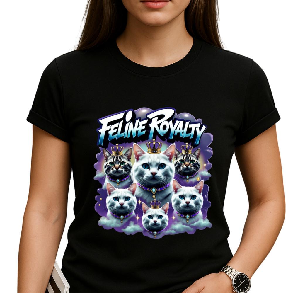 

Футболка Feline Royalty Cat Bootleg, Футболка для любителей кошек, Графическая футболка Royal Cat, S