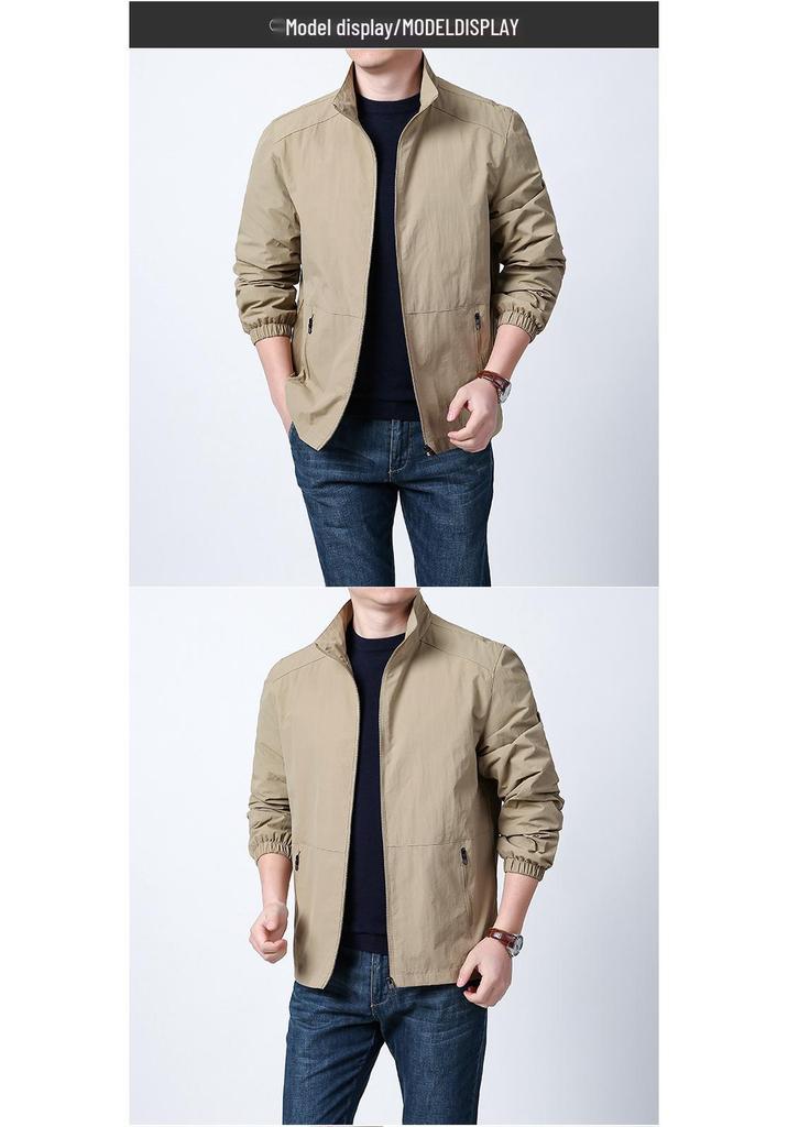 Herren Frühlings-/Herbst Baseballjacke mit Stehkragen - Lässig, Locker geschnitten, Trendiger Sportswear Mantel.