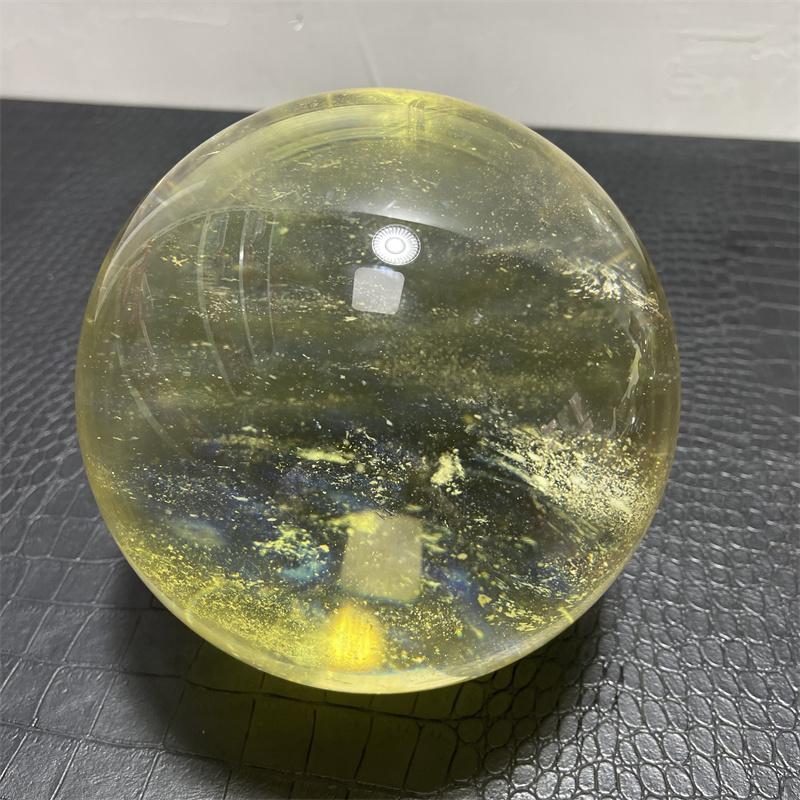 13.6cm High Quality Large Yellow Melting Stone Quartz Balls Feng Shui Crystal sphere Balls for Decoration