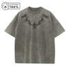 Mens Personalized Thorn Print Washed TShirt Retro Distressed Casual Pure Cotton Crew Neck Short Sleeve Summer Commute Loose To