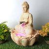 Lotus Buddha Table Top Water Fountain with RGB LED Light for Home Décor/Gift/Vastu/Pooja/Reception/House Warming (Biege Stone)