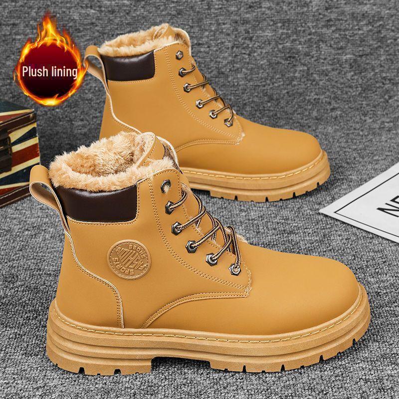 Pánské zimní vysoké martensky: Zesílené, Sametem podšité, Trendy, Ke všemu, Teplé, Pracovní obuv na silné podrážce