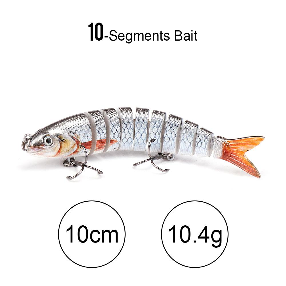 10cm 10g Sinking Crankbaits Fishing Lure 10-segments Wobbler Hard Artificial Bait For Pike Fishing Accessories Swimbait