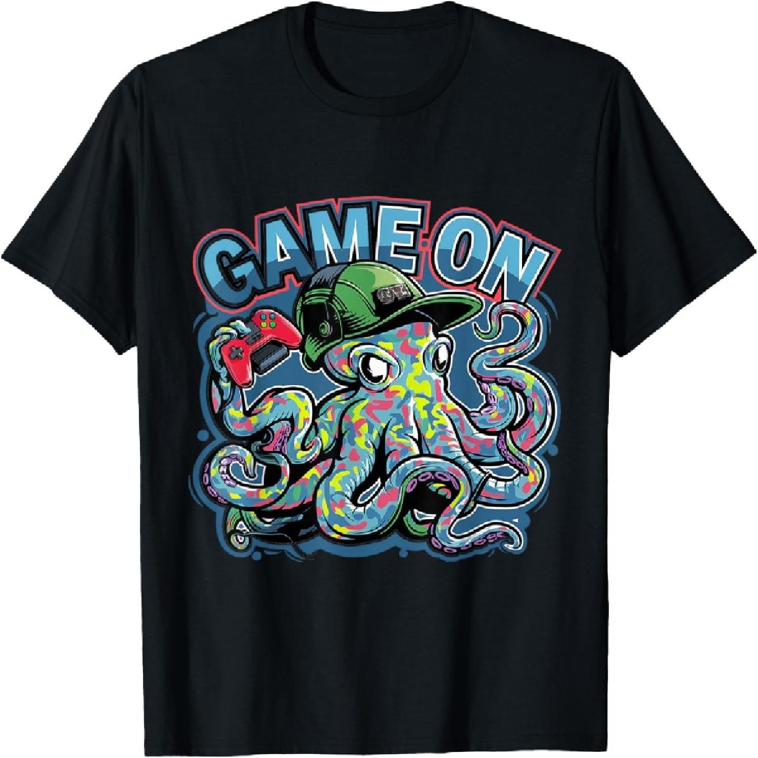 Funny Cool Octopus Video Gamer Graffiti Abstract T-Shirt XXXXXL разноцветный