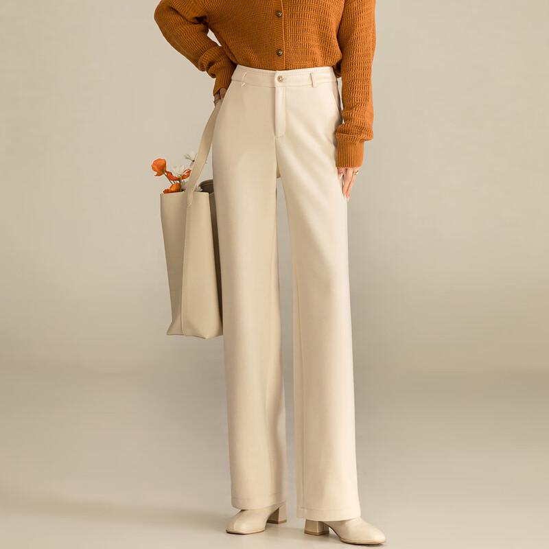 Mengshuya Women's Thickened High-Waisted Straight-Leg Suit Pants