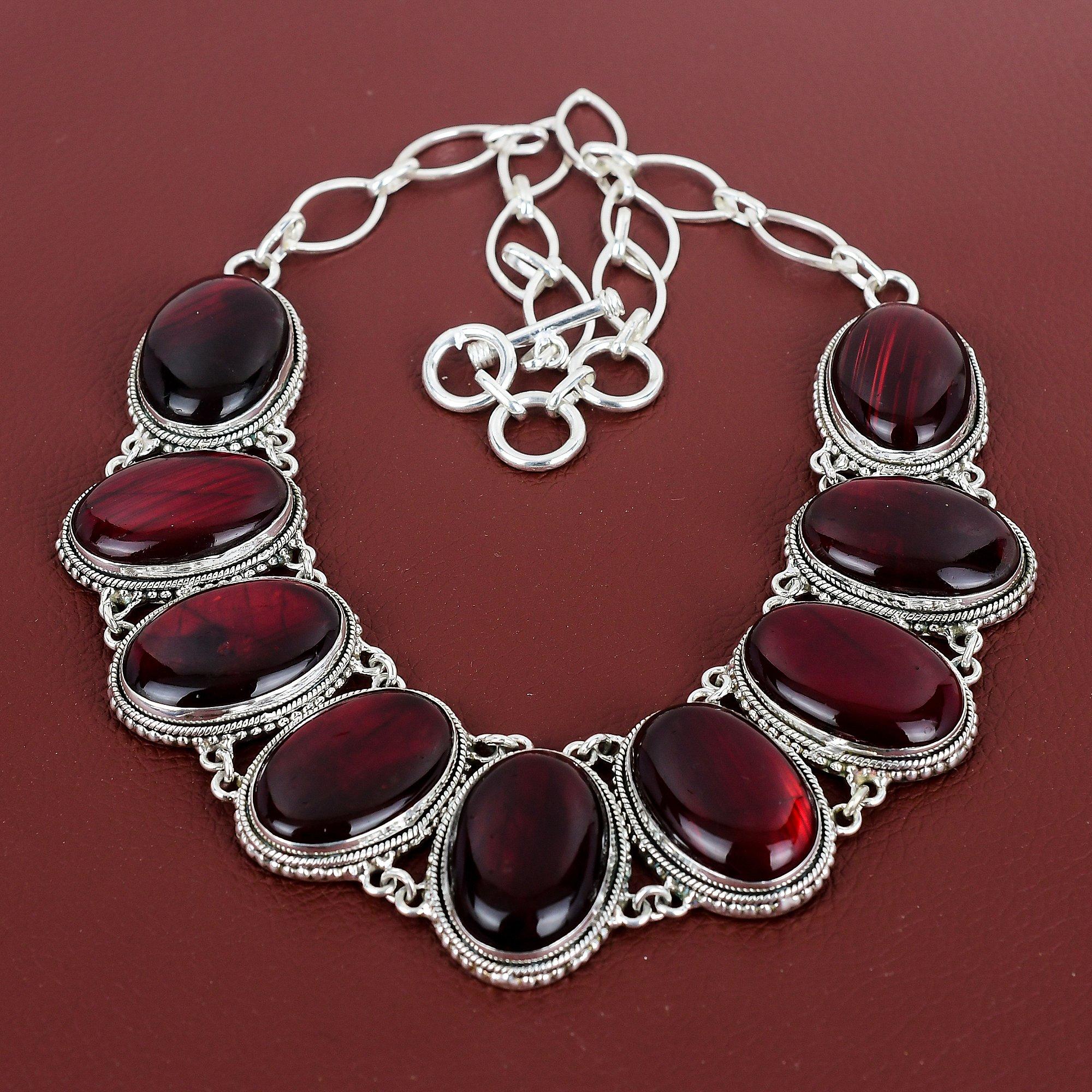 

Red Fire Labradorite Necklace Handmade Gemstone Necklace 925 Sterling Silver Necklace Vintage Jewelry Adjustable Chain Necklace Gift For Mom Adjustable