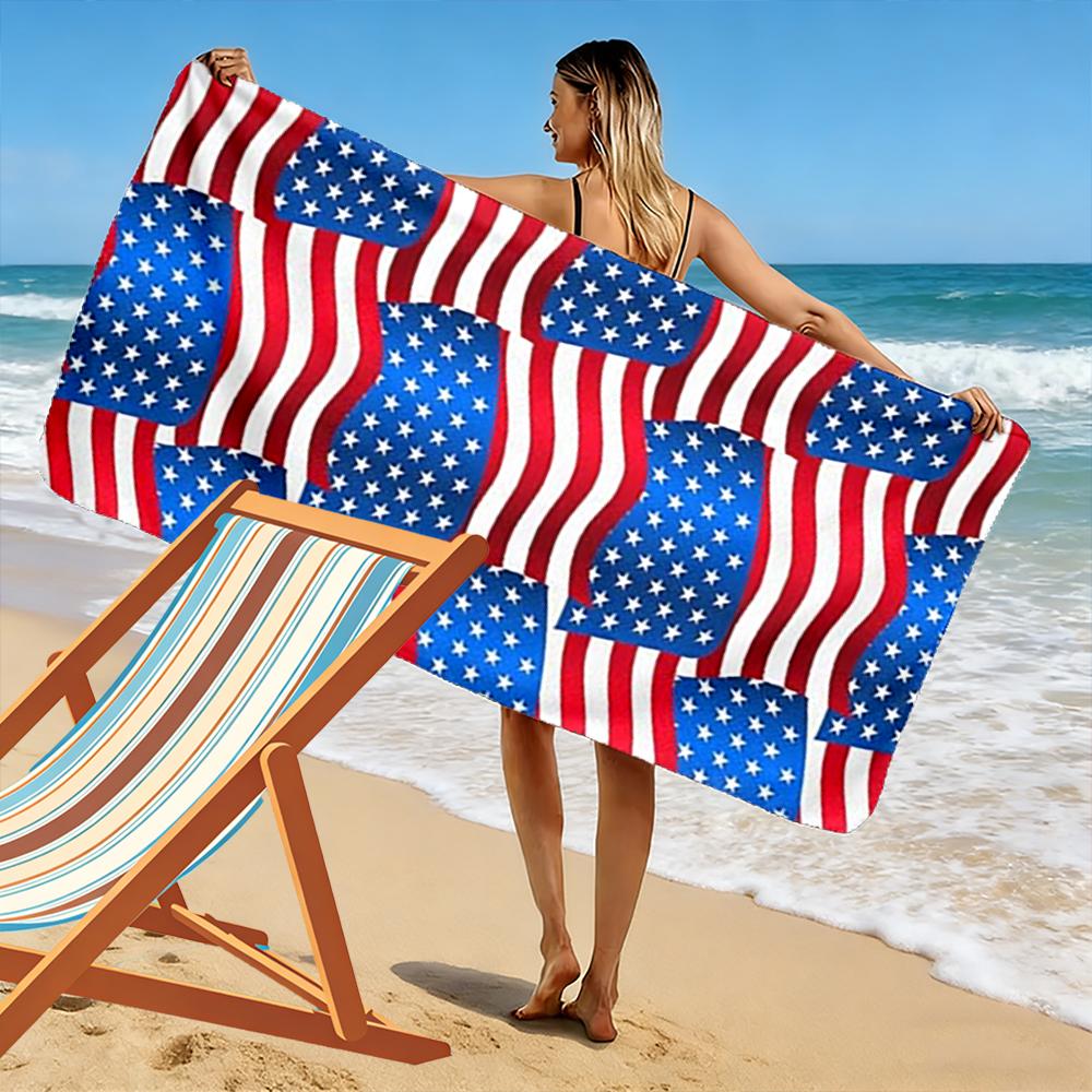 Asciugamano da Spiaggia con Motivo a Bandiera Americana Asciugatura Rapida per Viaggi Sport all'Aperto Jogging Spiaggia e Nuoto