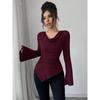 BITCED Women's Fashion Casual Solid Color Print Long Sleeve  Blouses & Shirts