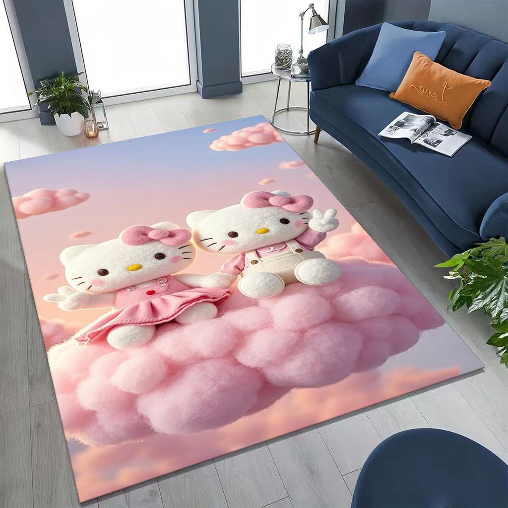 3D Cute Hello Kitty   Cartoon Rug for Bedroom Living Room Sofa Home Doormat Decor, Large Kid Play Non-slip Floor Mat Gift