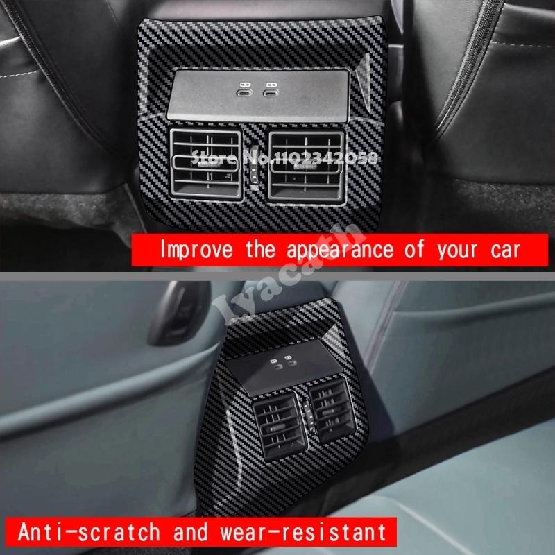 FOR TOYOTA HILUX 2026 2027 ABS Carbon Fiber Rear Air Condition Outlet AC Vent back charge an-kick Panel Frame Cover accessories