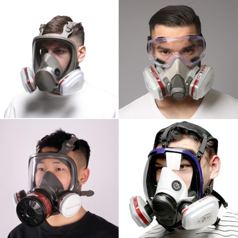 Paint Spraying 6200 Dust Gas Respirator Mask 15in1 Half Face Reusable Safety Gear for Construction DIY Projects