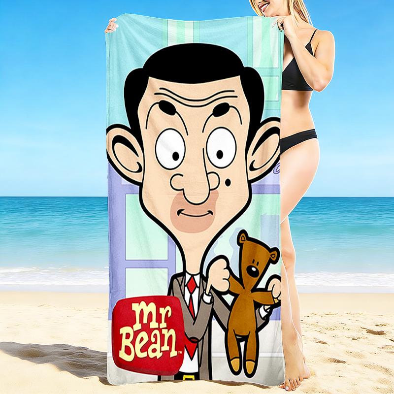 1Pc Mr Bean'S Teddy Adventure Beach Towel, Quick Dry, Multi-Use for Beach Pool Gym Yoga Home Travel, Christmas, Halloween, Xmas Gift M929194