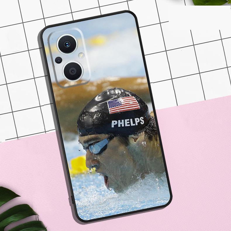 Michael Phelps Swimming Case For OPPO Reno 13F 13 12 12F 11 11F 8T 7 8 10 Pro OPPO Find X8 Pro X6 X3 X5 Lite Cover