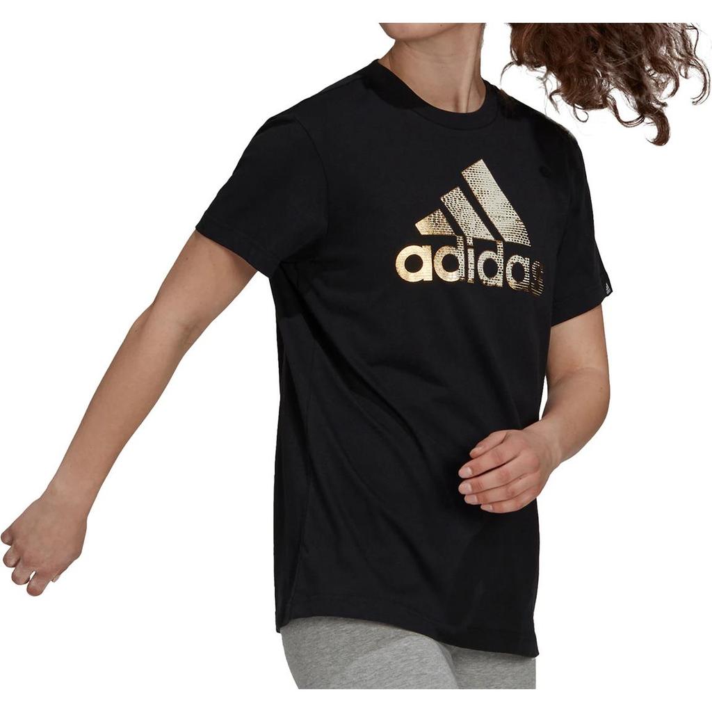 Adidas BoS Metallic Skin-Friendly Soft Comfortable Short Sleeve T-Shirt Women Tops Black FM9447