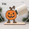 Funny Cartoon Skeleton Decor 2Pcs Halloween Paper Towel Holder, Animal Tabletop Roll Dispenser, Wooden Werewolf Decoration Tissue Stand for