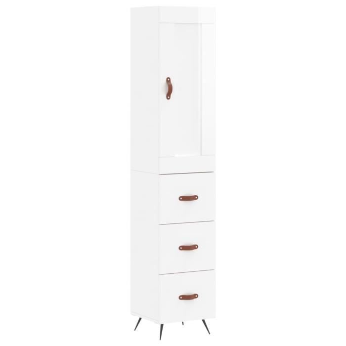 VidaXL Highboard Glossy White 34.5x34x180 Cm Engineered Wood 3200171