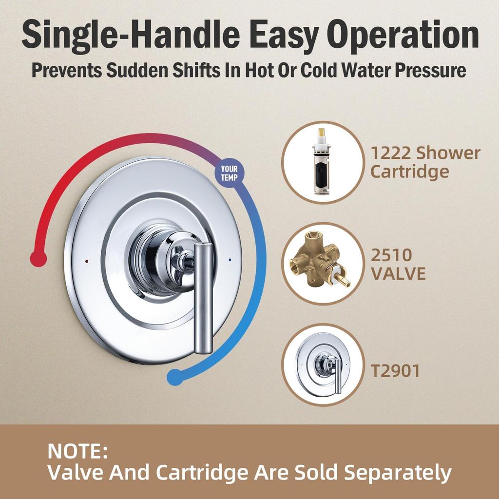 Replacement for Moen T2901 Gibson Posi-Temp Valve Trim Kit, Shower Lever Handle, Chrome