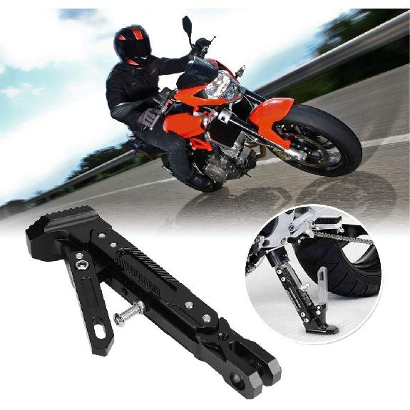 Qiilu Motorcycle Side Stand, Frames and Fittings, Crutches, Motorcycle Accessories, Side Support Bracket for Adjustable CNC Tripod Foot