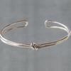 Women's Silver Twisted Layered Open Bangle Bracelet