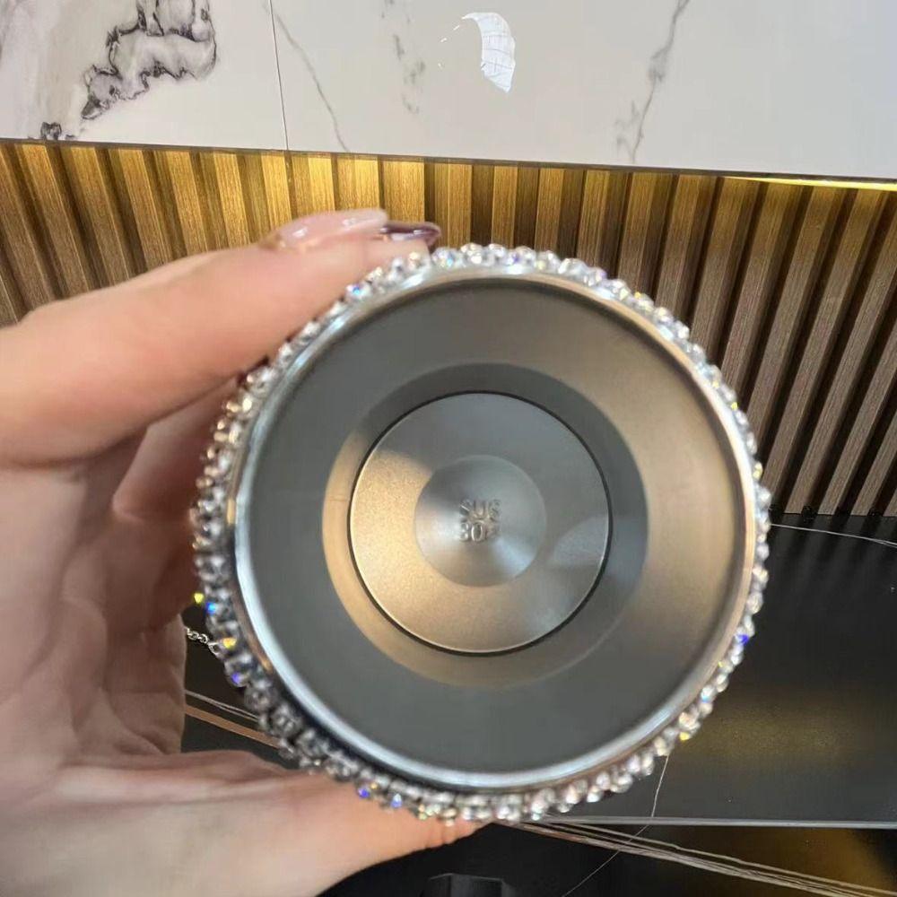 Leak-Proof Rhinestone Thermos Cup 300ml Glitter Coffee Cup Durable Insulated Water Bottle Home
