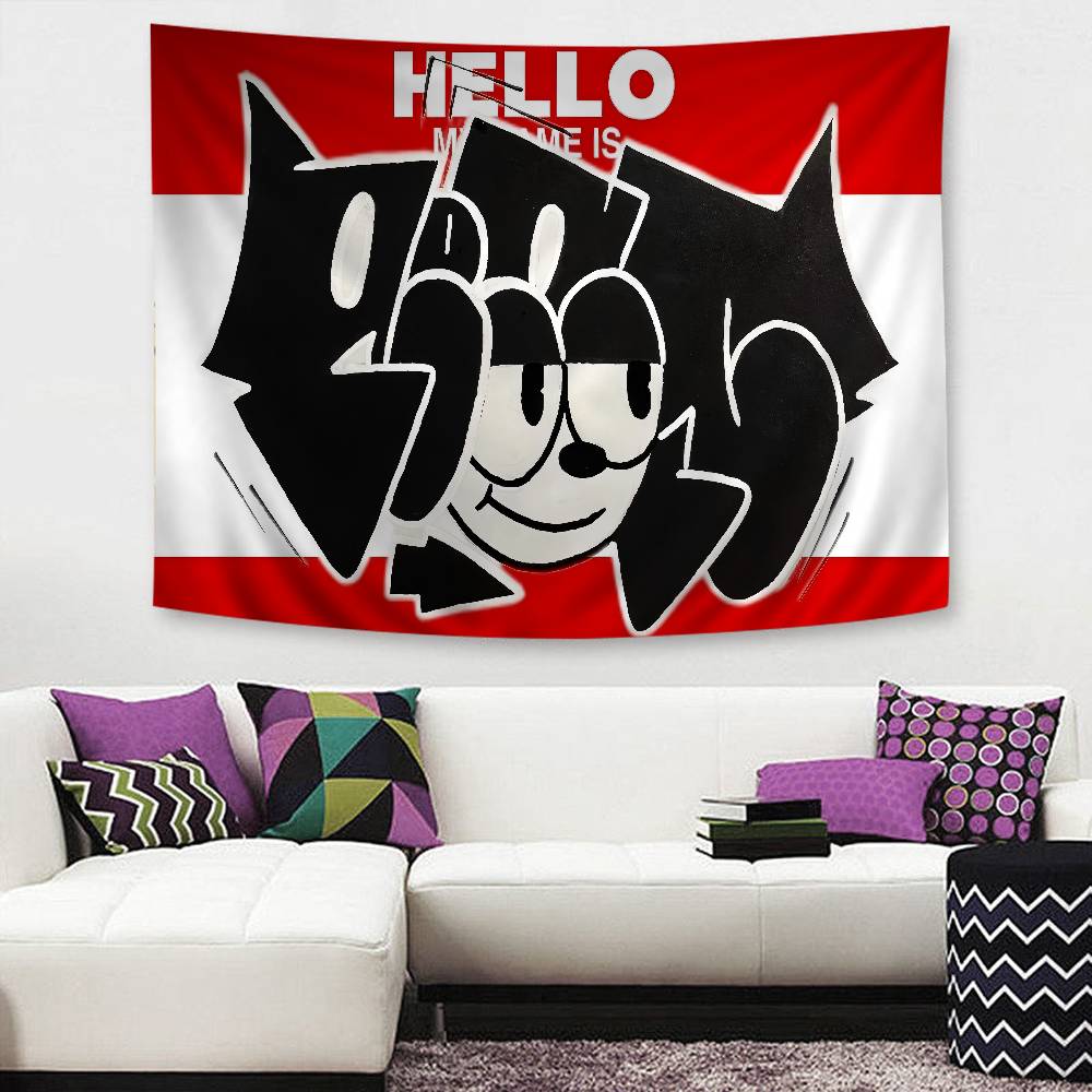 FFelix TThe CCat Cartoon Tapestry Art Science Fiction Room Home Decor Wall Hanging Sheets
