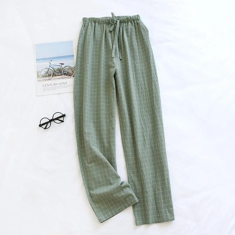 2024 Cotton Couple Sleep Bottoms Comfortable Unisex Sleep Pants Plaid Simple Style Home Pants Men Spring Summer Pajamas Pants