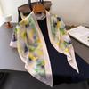 French hazy triangle scarf imitation silk printing sunscreen shawl waist scarf silk scarf scarf headscarf women