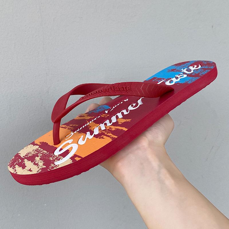 New graffiti flip-flops men's summer fashion outer wear men's foot pins non-slip slippers trendy beach sandals