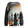 Women's Casual Fashion Printed Long Sleeved Knitted Sportswear Top, Loose Fit Halloween