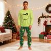 Christmas Print Neck Parent Child Matching Pajama Set with Long Sleeve and Long Pants