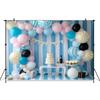 Mocsicka Cake Crush Photography Background Balloons Stripe Wall Baby Shower Party Birthday Photo Backdrop Decorations Wallpaper