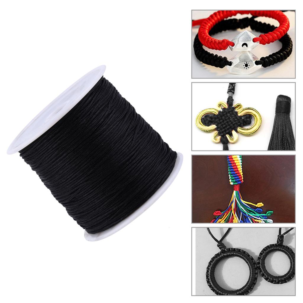 100M x 0.8mm Nylon Chinese Knot Cord Rattail Macrame Shamballa Thread String Black Chinese Knot Cord Home Supplies Knitting Rope
