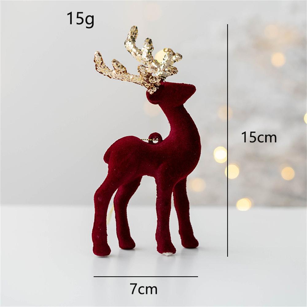Christmas Decoration 2025 Flash Flocked Elk Pendant Christmas Tree Home New Year Hanging Decors Luxury Red Glod Glitter Deer