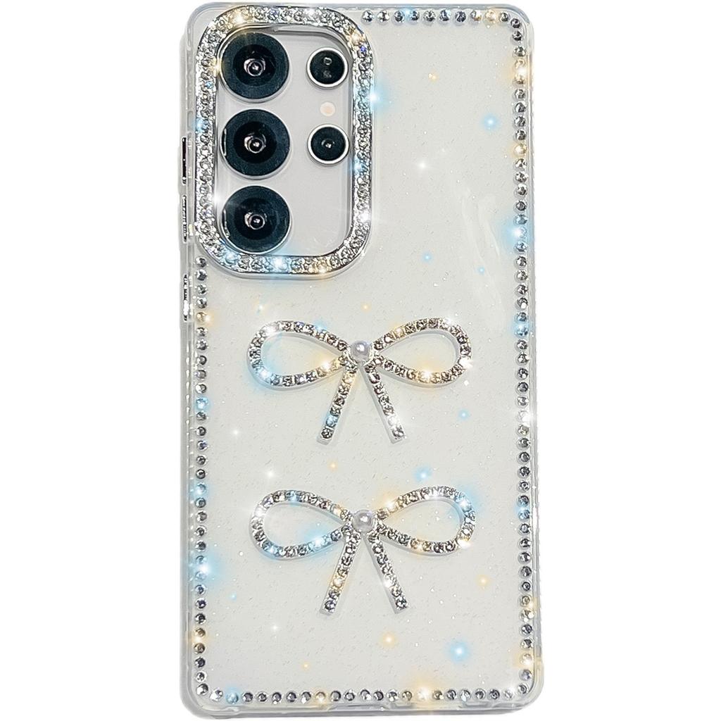 Handmade Sparkly Diamond Bowknot IMD Phone Case, Compatible with Samsung S23 Ultra/S24/S25 & A07/A15/A16/A17/A26/A35/A36/A55/A56