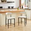 2-Pack Counter Height Bar Stools, Upholstered French Country Kitchen, Ergonomic Curved Backrest, Black & Coffee Contrast Frame, Cream Fabric Cushion