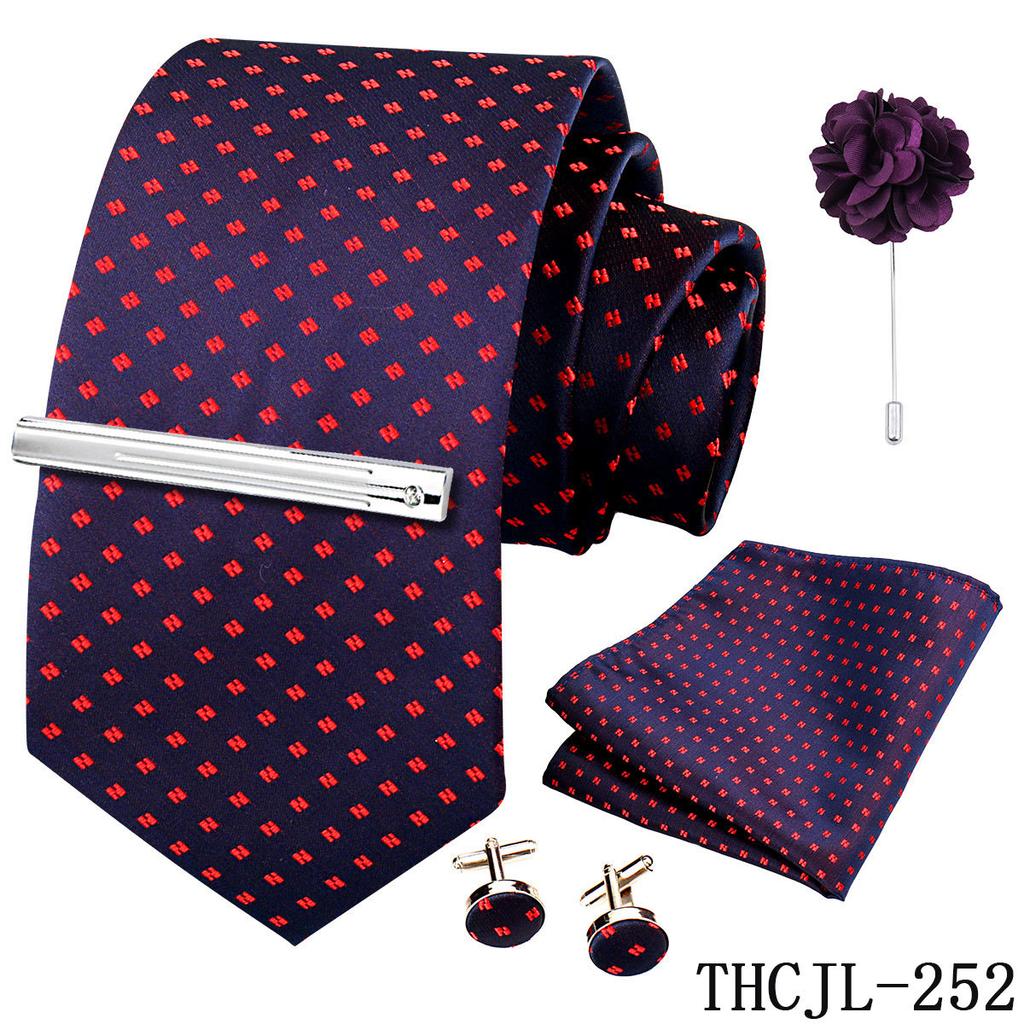 Men'S Business Dress Tie 5-Piece Groom Best Man Dress Accessories Gaowei Dense Jacquard Tie Worker