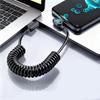Coiled Car Charger Cable Retractable Luminous Retractable Type C Cord phone charging cable for Trailer RV Truck Automotive Sedan