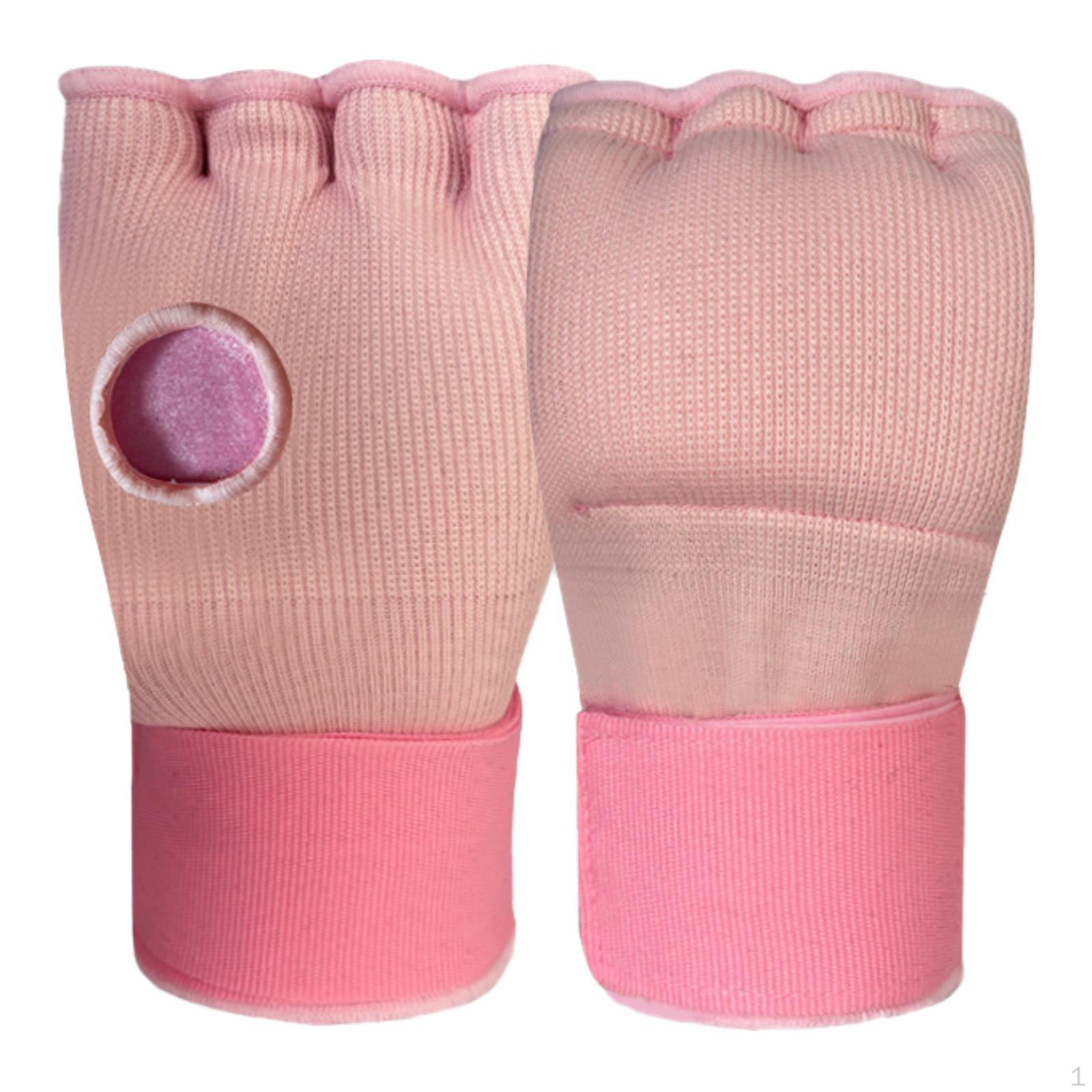 

Гелевые боксерские бинты для рук, внутренние перчатки, дышащие, регулируемые, с полупальцами и длинным ремешком на запястье Pink