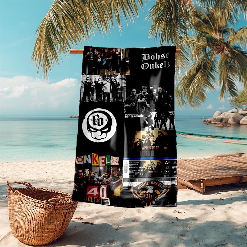 Beweis Strandtuch mit Böhse Onkelz Bandmuster - weich, saugfähig, schnelltrocknend, maschinenwaschbar - perfekt zum Schwimmen, Camping, Baden