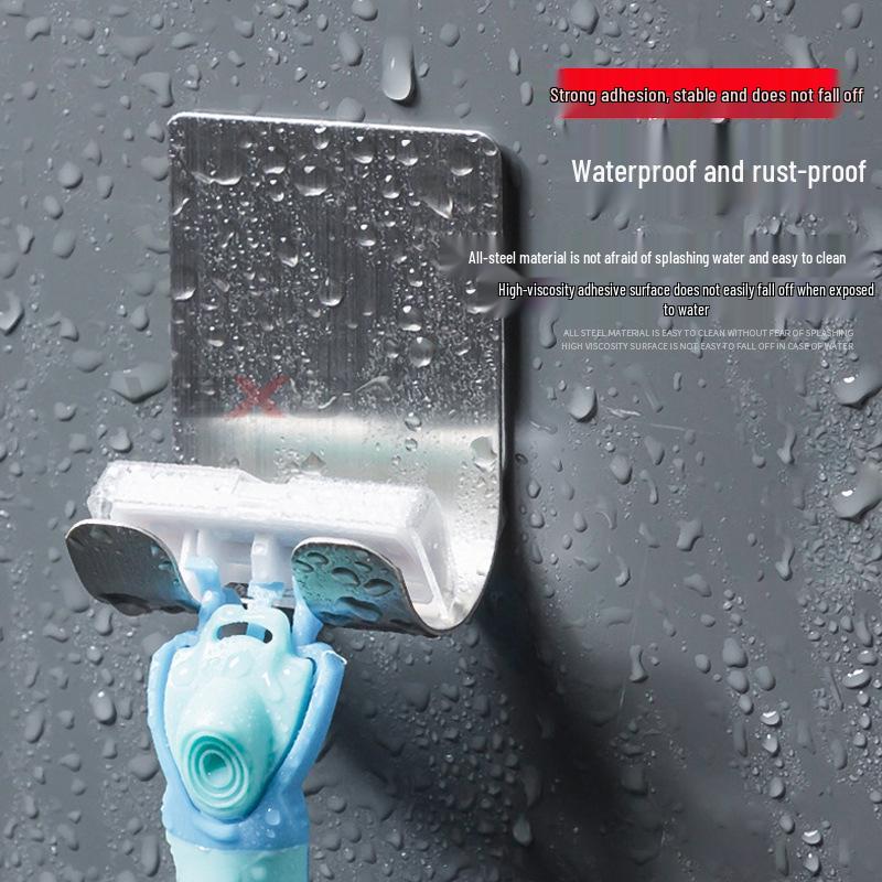 Punch-Free Stainless Steel Razor Holder with Strong Adhesive