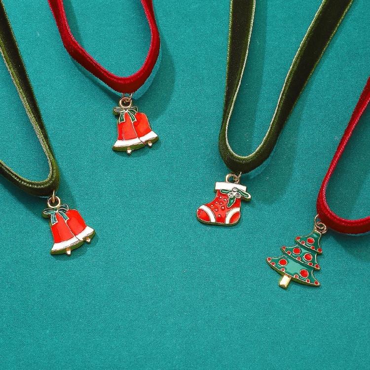 Snowflakes Christmas Tree Bells Velvets Collar Necklace Christmas Clavicle Chain