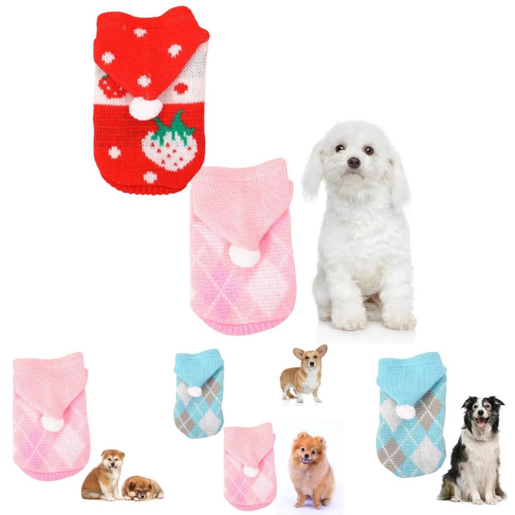 Stilvoller Hunde-Pullover mit Karomuster für den Winter, Farben Rosa, Rot, Blau erhältlich