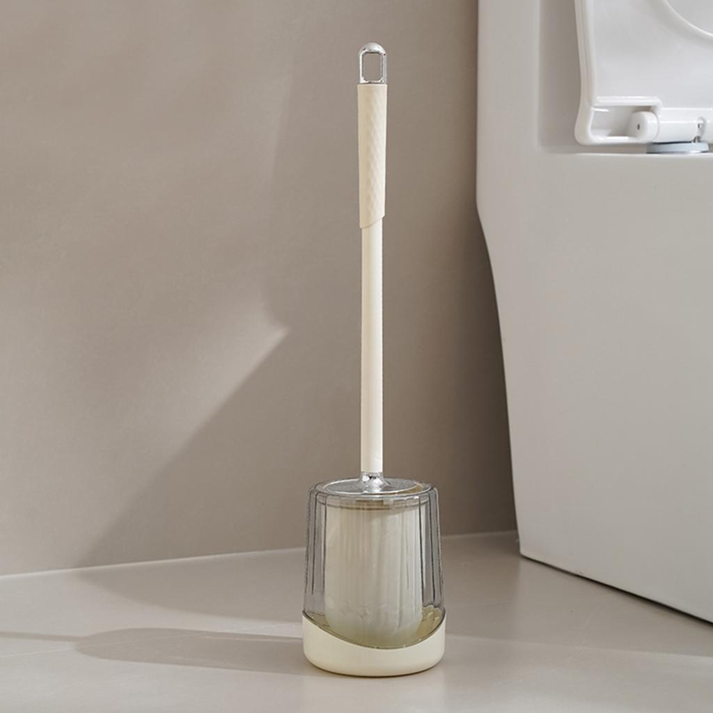 Yousheng Toilet Brush with Holder Plastic Bathroom Toilet Brushes Fine Brush Head Extended Handle Wall Mountable Toilet Bowl Brush