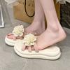 Fashion fairy 2025 one word cool summer new female summer versatile beach muffin soft bottom flower one word slippers