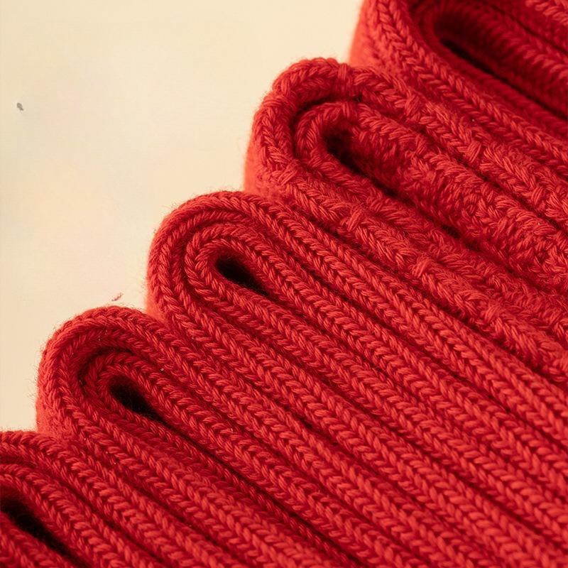 Winter Pure Cotton Bright Red Socks, Mid-calf Socks, Couple Socks, Boneless Pile Socks