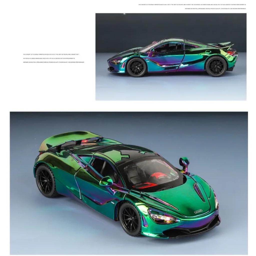 Simulation 1/32 McLaren 720S Super Sportwagen Modell Legierung Diecast Spielzeugfahrzeug Kinder Junge Geburtstagsgeschenk Ton Licht Heimdeko Miniatur
