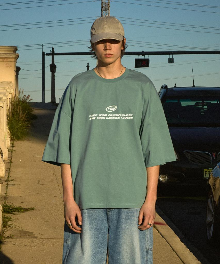 Peullukeu Fsb Logo Oversized Short Sleeve T-Shirt Green Fst327