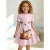 Cute Dress for Young Girls, Short Sleeved Round Neck Children's Party A-line Dress Suitable for Birthday Gifts