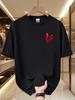 Schnelltrocknende T-Shirts mit rotem Herz-Print für Unisex Minimalistische Liebe-Form Kurzarm-Tees Sommer Street O-Ausschnitt Oberteile
